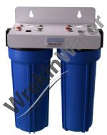 HD10Twin  2 x 10in Heavy Duty Duplex Water Filter Housing with PR and 3/4in Ports